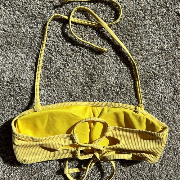 SHEKINI 2 Piece Swimsuit Ribbed Lace up Bandeau Bikini Set High Cut Bathing Suit - Picture 5 of 10